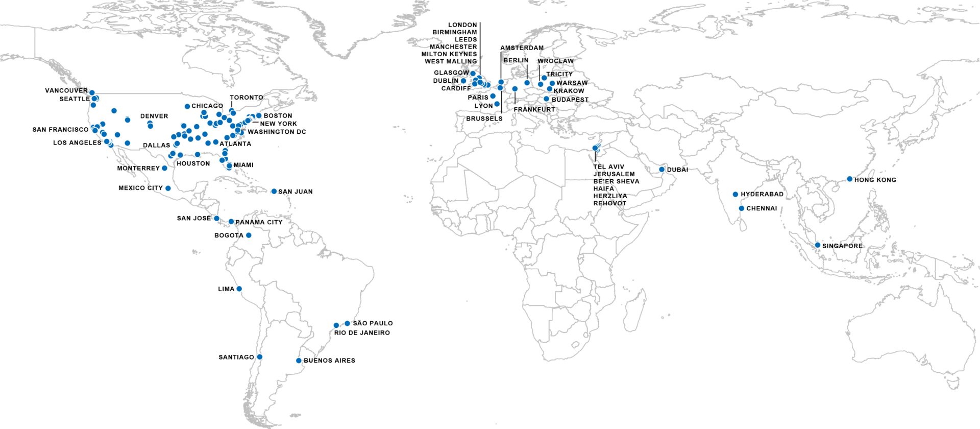 Newmark Global Offices map in Commercial Real Estate